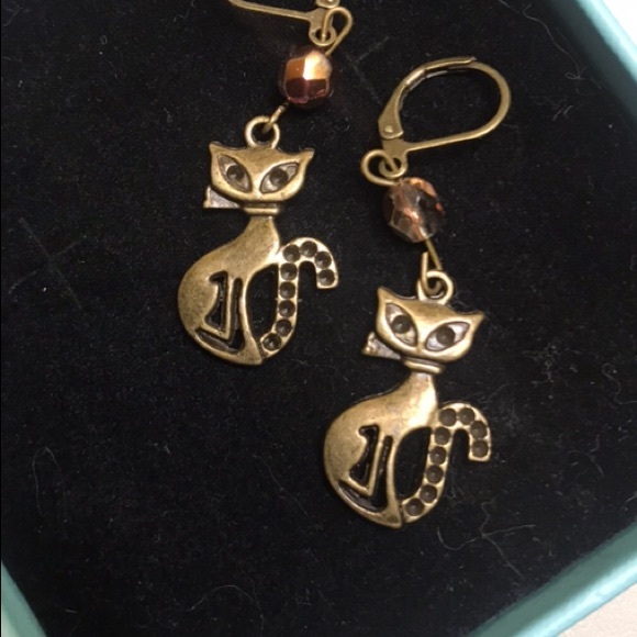 Dangle earrings with cats - Picture 1 of 1